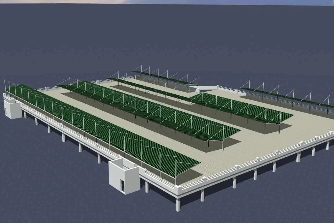 Aparcamiento con estructura de acero de 80 m x 60 m