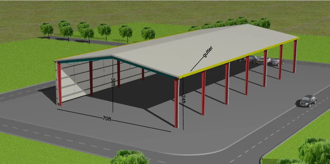Cobertizo prefabricado de 150 pies por 70 pies
